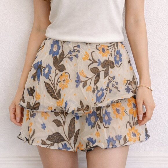 Anthropologie Dresses & Skirts - Anthropologie Floral Tiered Mini Skirt Boho Cottagecore XXS Lightweight